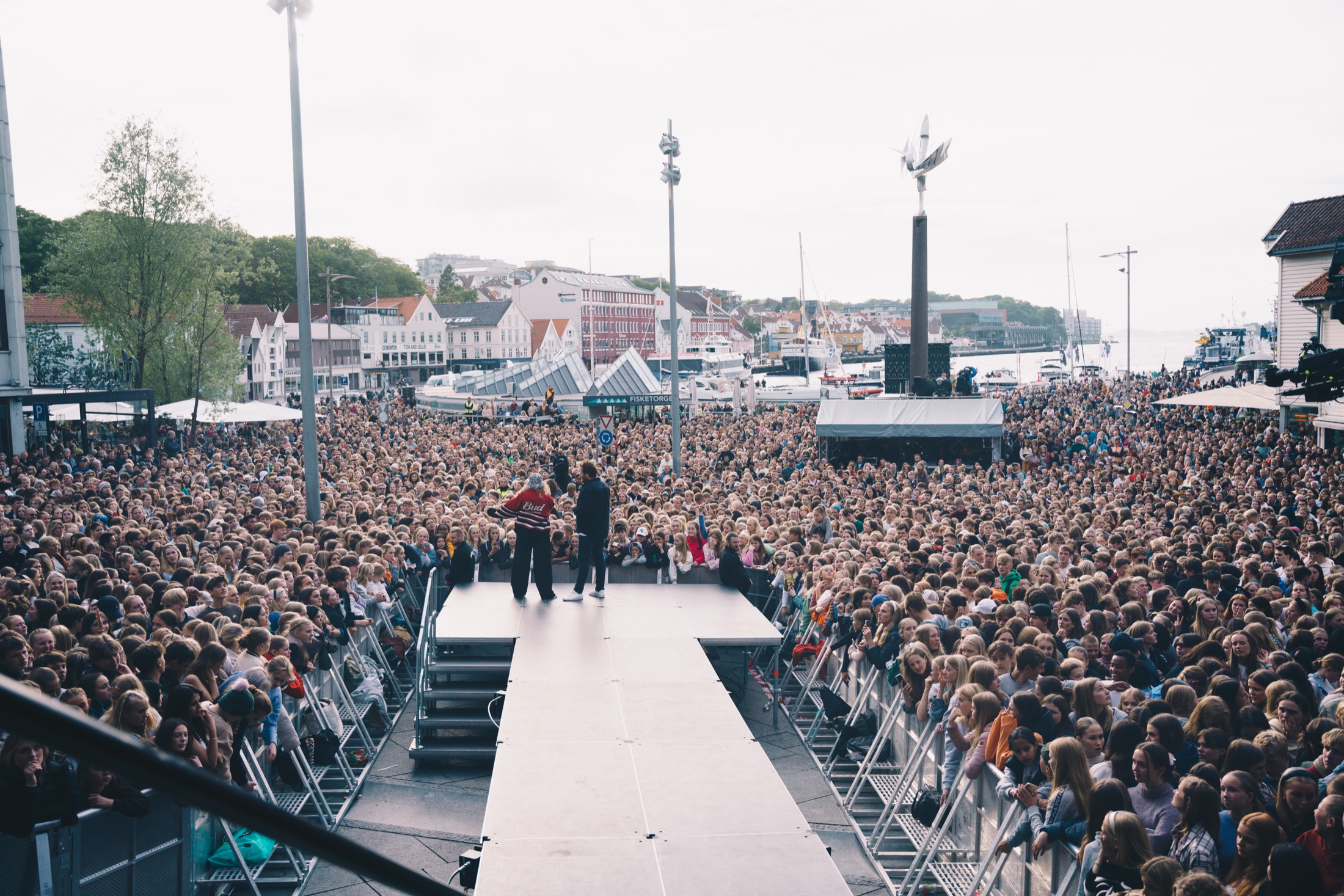 Runway stage over the crowd at an Equinor anniversary tour stop